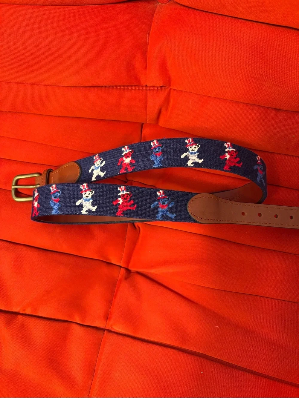 Smathers and Branson Grateful Dead America 4th of July needlepoint belt size 40
